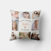 Moderne tante aangepaste fotocollage roze hart kussen (Achterkant)