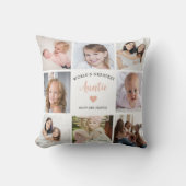 Moderne tante aangepaste fotocollage roze hart kussen (Voorkant)