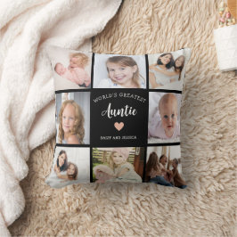 Moderne tante aangepaste fotocollage roze hart kussen