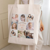 Moderne tante aangepaste fotocollage roze hart tote bag