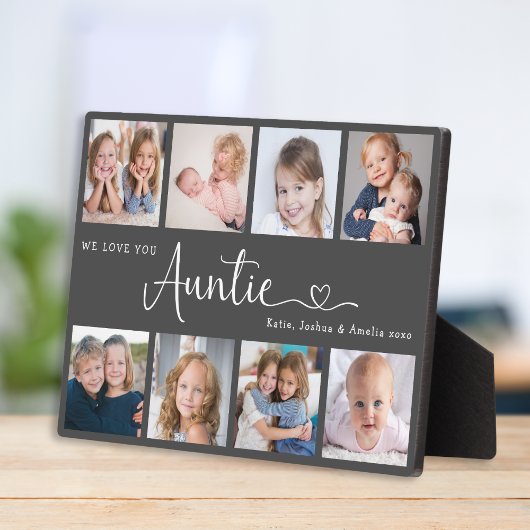 Moderne Tante Foto Collage Hart Script Fotoplaat