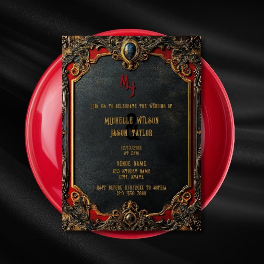 Moderne Tarot Gotische Zwart en Goud Monogram Kaart