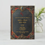 Moderne Tarot Gotische Zwart en Goud Monogram Kaart (Staand voorkant)