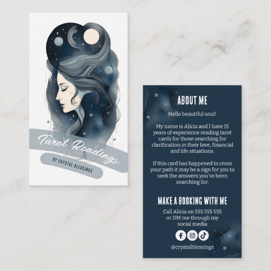 Moderne Tarot Kaart lezingen Visitekaartje (Voorkant / Achterkant)