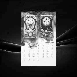 Moderne Tarot Kaart Zwart & Wit Designer Kalender
