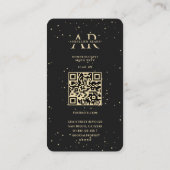 Moderne Tarot Numeroloog Zwart Goud Monogram Visitekaartje (Achterkant)