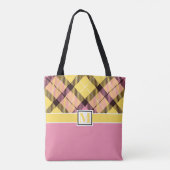 Moderne Tartan Aangepaste monogram bruiloften Tote Bag (Achterkant)