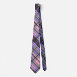 Moderne Tartan Blauwe Roze Zwarte Patroon Stropdas