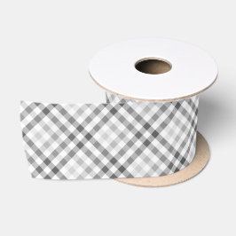 Moderne Tartan Grijs Witte Patroon Satijnen Lint