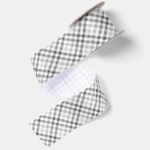 Moderne Tartan Grijs Witte Patroon Satijnen Lint (Achterkant)