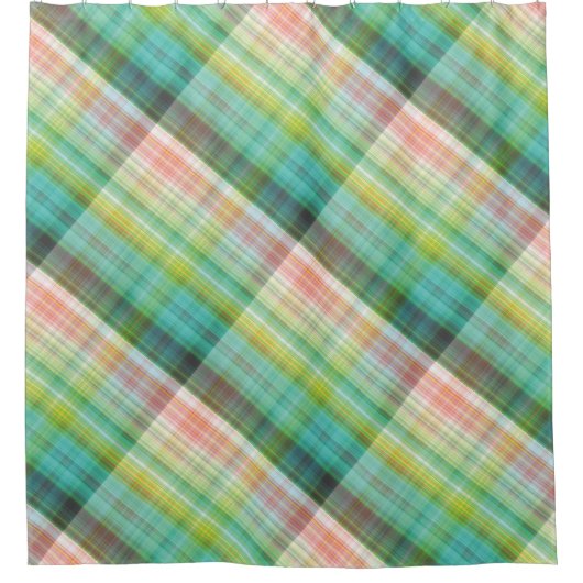 Moderne Tartan Groene Tan Plaid Douchegordijn (Voorkant)