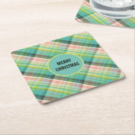 Moderne Tartan Groene Tan Plaid Kartonnen Onderzetters