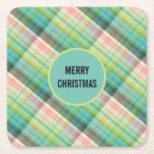 Moderne Tartan Groene Tan Plaid Kartonnen Onderzetters (Voorkant)