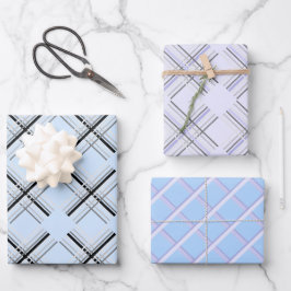 Moderne Tartan in blauw wit en zwart Inpakpapier Vel