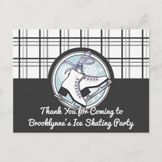 Moderne Tartan Schaats Bedankt Briefkaart (Voorkant)