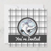 Moderne Tartan Schaatsfeestje Kaart (Voorkant)
