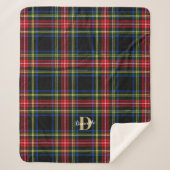 Moderne Tartan Xmas Monogram Naam Plaid Sherpa Deken (Voorkant)