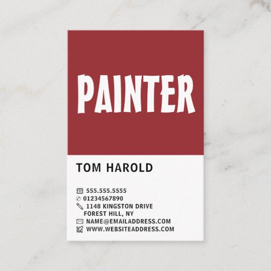 Moderne tas, schilder en decorator visitekaartje (Voorkant)