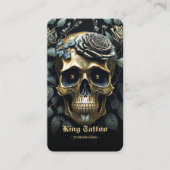 Moderne Tattoo artiest Floral Skull Gold Gothic Visitekaartje (Voorkant)