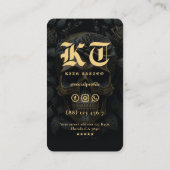 Moderne Tattoo artiest Floral Skull Gold Gothic Visitekaartje (Achterkant)