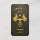 Moderne Tattoo artiest Golden Brown Monogram QR Visitekaartje (Voorkant)