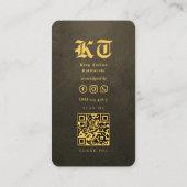 Moderne Tattoo artiest Golden Brown Monogram QR Visitekaartje (Achterkant)