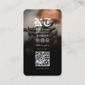 Moderne Tattoo Artiest Monogram Krans Foto Visitekaartje (Achterkant)