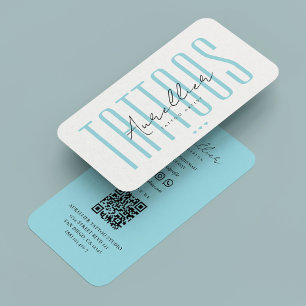 Moderne Tattoo Artiest Pastel Blue Tattooist Visitekaartje