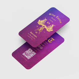 Moderne Tattoo artiest Retro Blue Paarse Gold Visitekaartje