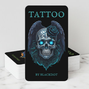 Moderne Tattoo-artiesten Gevleugelde Schedel Tatto Visitekaartje