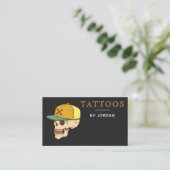Moderne Tattoo Master Artist Shop Funky Skull Bott Visitekaartje (Staand voorkant)