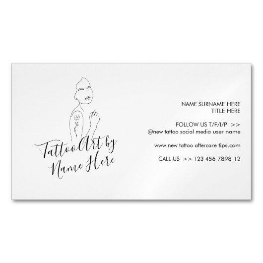 Moderne Tattoo script typografie Magnetisch Visitekaartje (Voorkant)