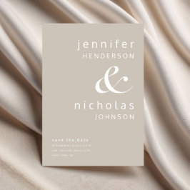 Moderne Taupe Ampersand bruiloft Save The Date
