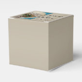 Moderne Taupe Aqua Peacock Feather Wedding Favor B Bedankdoosjes (Voorkant Zijde)