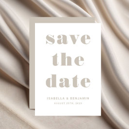 Moderne Taupe Beige Typografie Bruiloft Save The Date