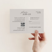 Moderne taupe bruiloft RSVP kaart met QR code