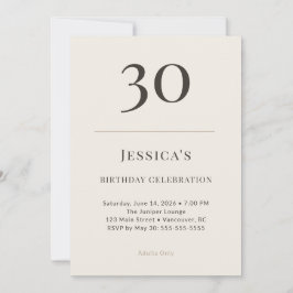Moderne Taupe & Cream 30e Verjaardagsfeest Kaart