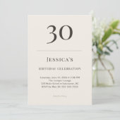Moderne Taupe & Cream 30e Verjaardagsfeest Kaart (Staand voorkant)
