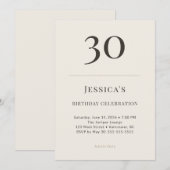 Moderne Taupe & Cream 30e Verjaardagsfeest Kaart (Voorkant / Achterkant)