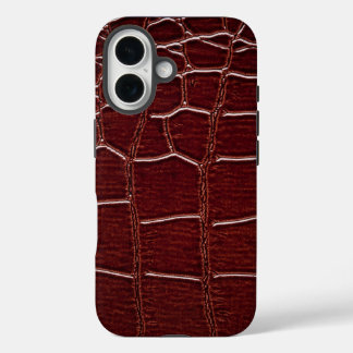 Moderne Taupe Croc lederen textuur iPhone 16 Hoesje