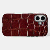 Moderne Taupe Croc lederen textuur Case-Mate iPhone Case (Achterkant (horizontaal))