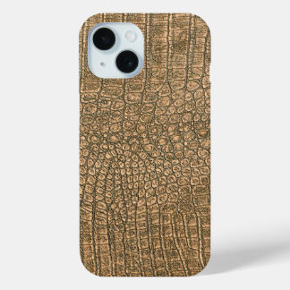 Moderne Taupe Croc lederen textuur iPhone 15 Case