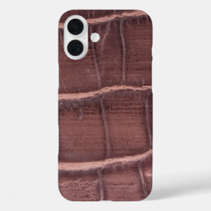Moderne Taupe Croc lederen textuur iPhone 16 Plus Hoesje