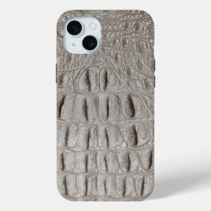 Moderne Taupe Croc lederen textuur iPhone 15 Mini Hoesje