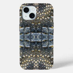 Moderne Taupe Croc lederen textuur iPhone 15 Case