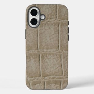 Moderne Taupe Croc lederen textuur iPhone 16 Plus Hoesje