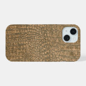 Moderne Taupe Croc lederen textuur iPhone 15 Case (Achterkant horizontaal)