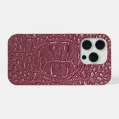 Moderne Taupe Croc lederen textuur iPhone Hoesje (Achterkant horizontaal)
