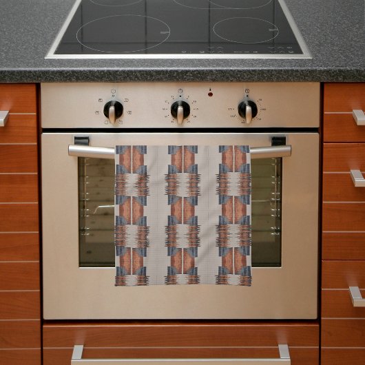 Moderne Taupe Denim en Roest  Theedoek