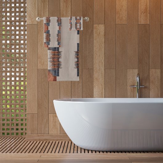 Moderne Taupe Denim en Rust Bad Handdoek